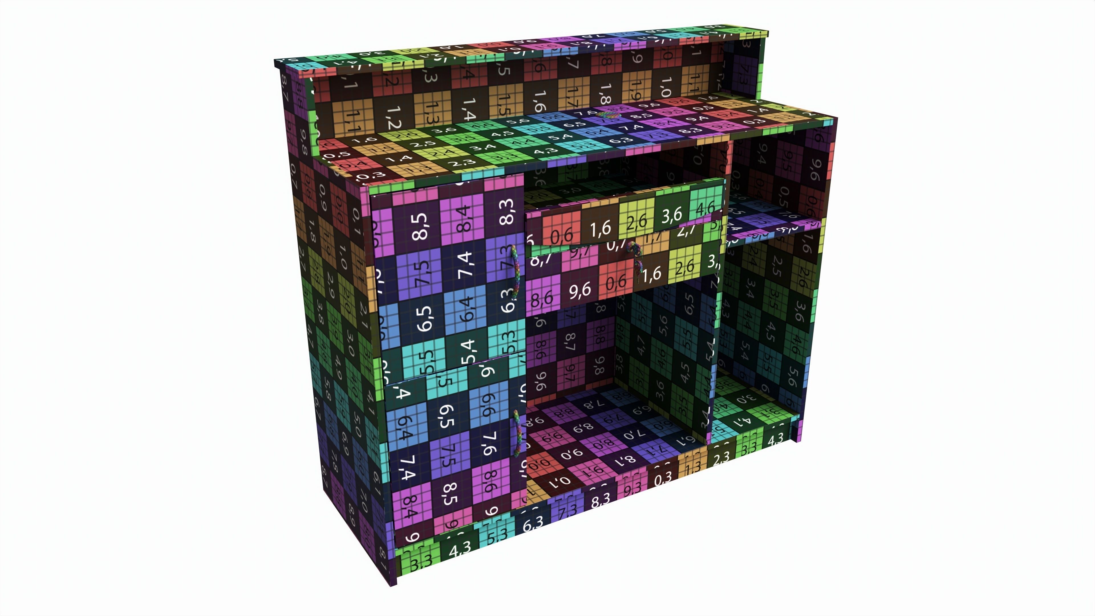 Reception Desk with Shelves and Drawers Compact 3D model_6