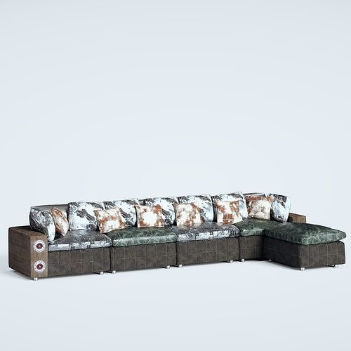 Transform Your Living Space with Style Multi-Material Sofa 3D model