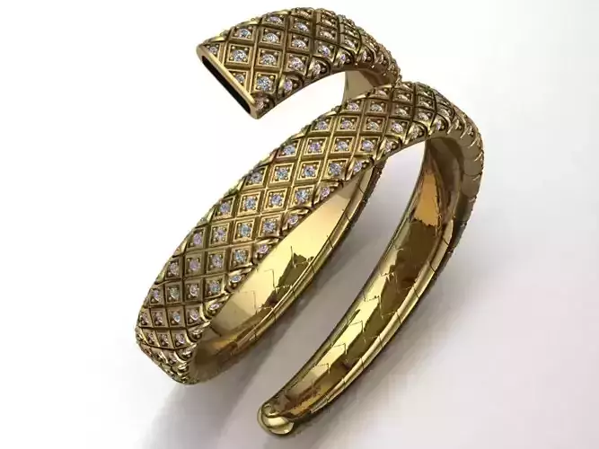 Luxury Coiled Bracelet with Diamonds  High-End Jewelry 3D Model 3D print model