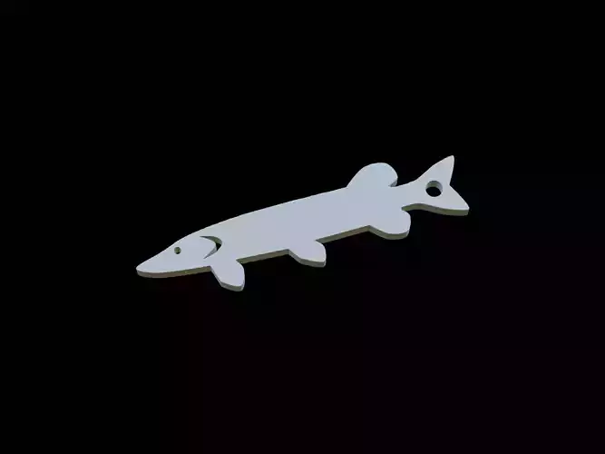 Pike fish keychain pendant 3D print model