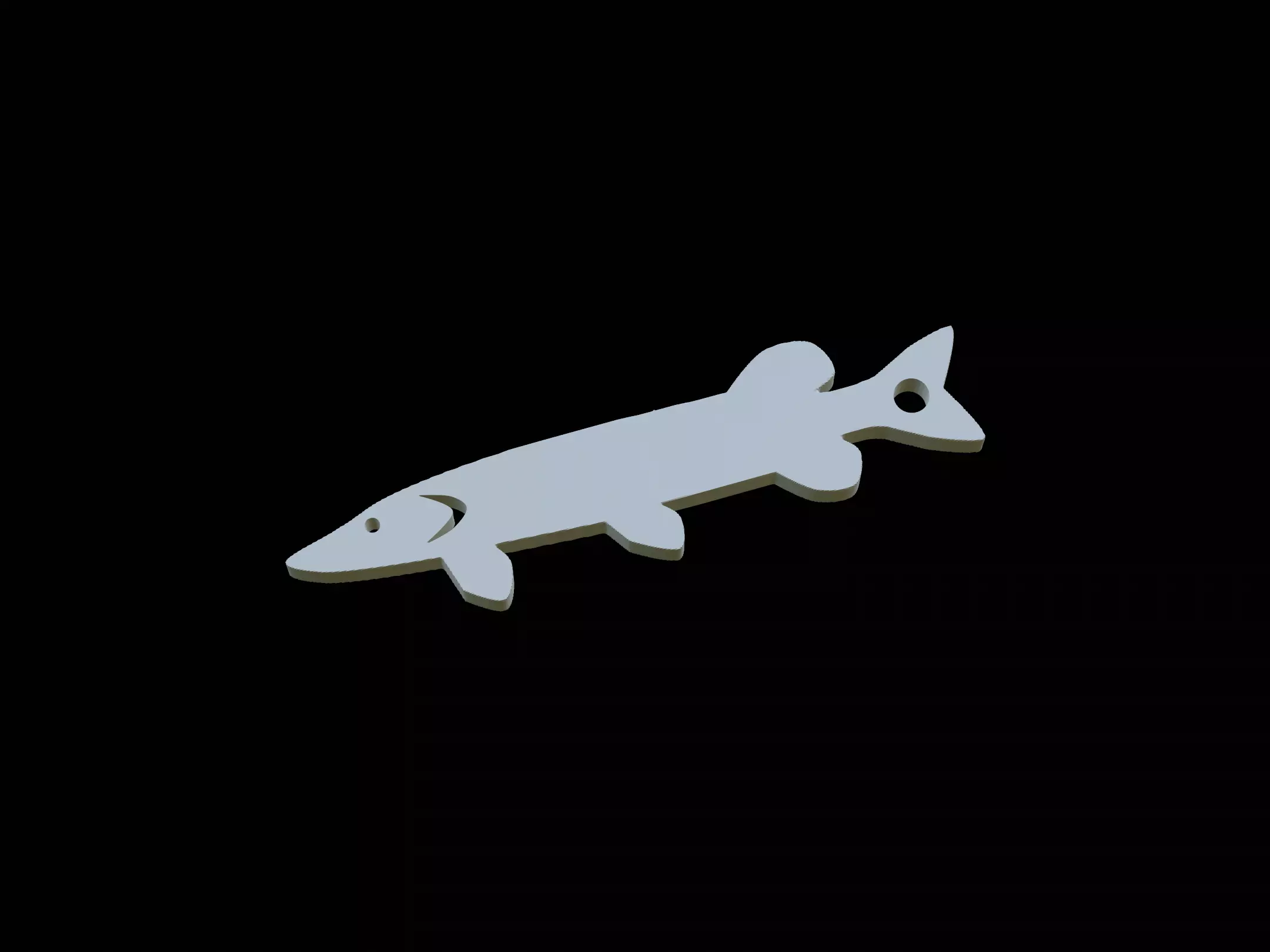 Pike fish keychain pendant 3D print model_0