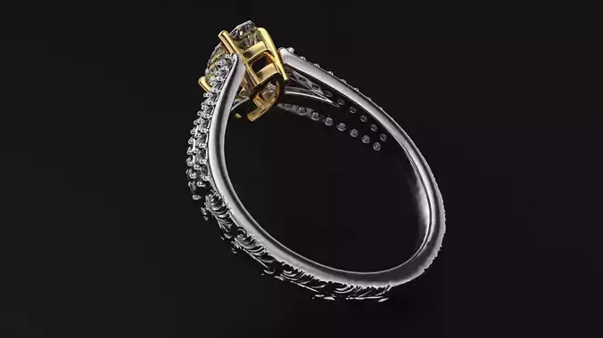 Marquis Gem Ring with Engraving 