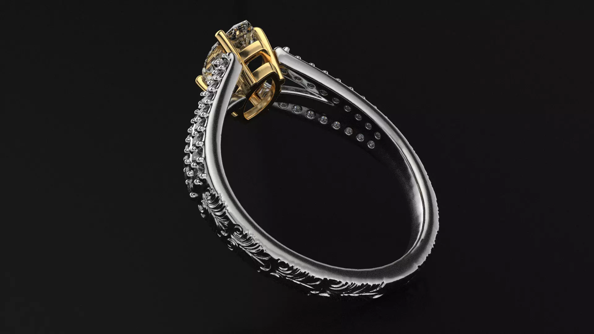 Marquis Gem Ring with Engraving  3D print model_0