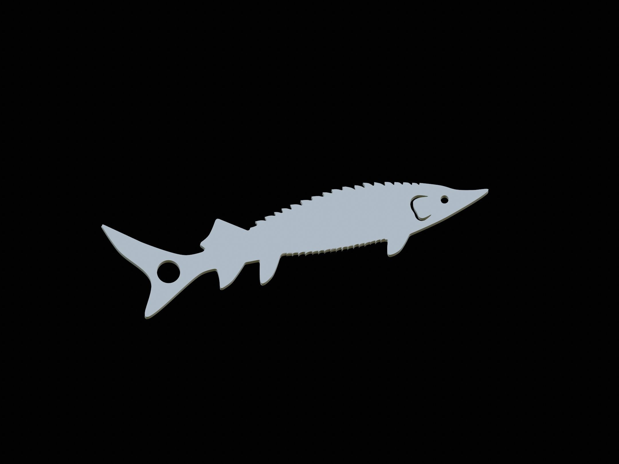 Sturgeon fish keychain pendant 3D print model_1