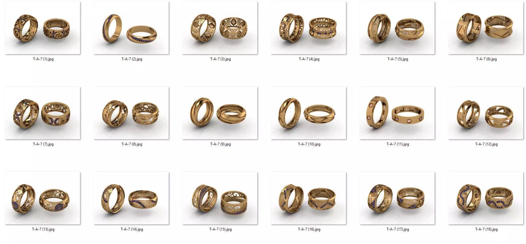 alans ring 30 pieces drawing 3d rihone drawing ring rings 3D print model