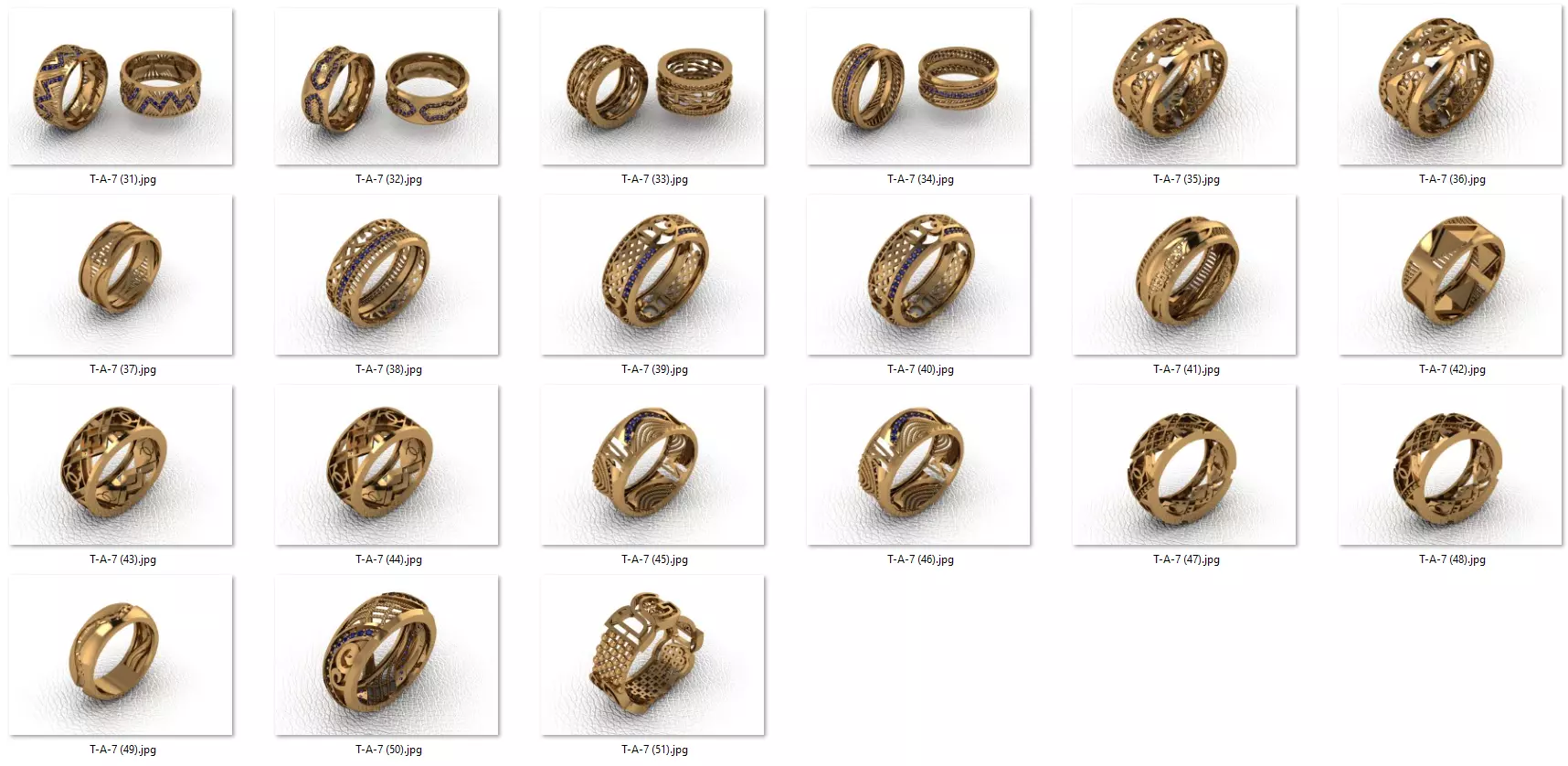 alans ring 16 pieces drawing 3d rihone drawing ring rings 3D print model