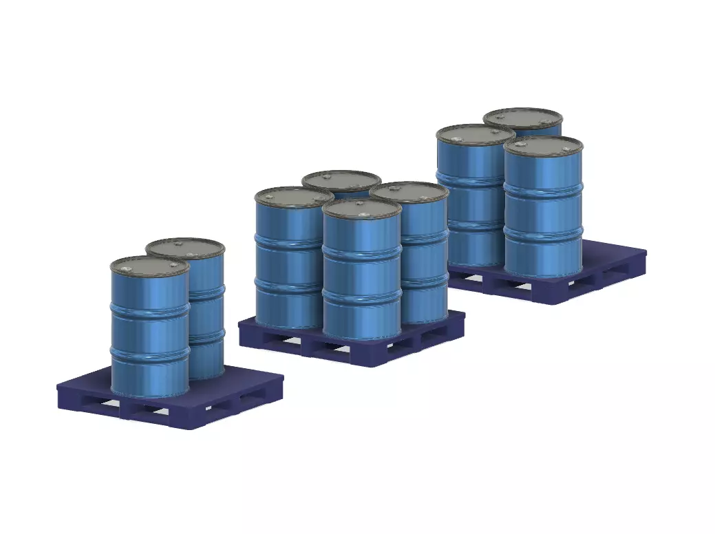 Model Railway Steel Oil Drums on a Pallet 3D print model_0
