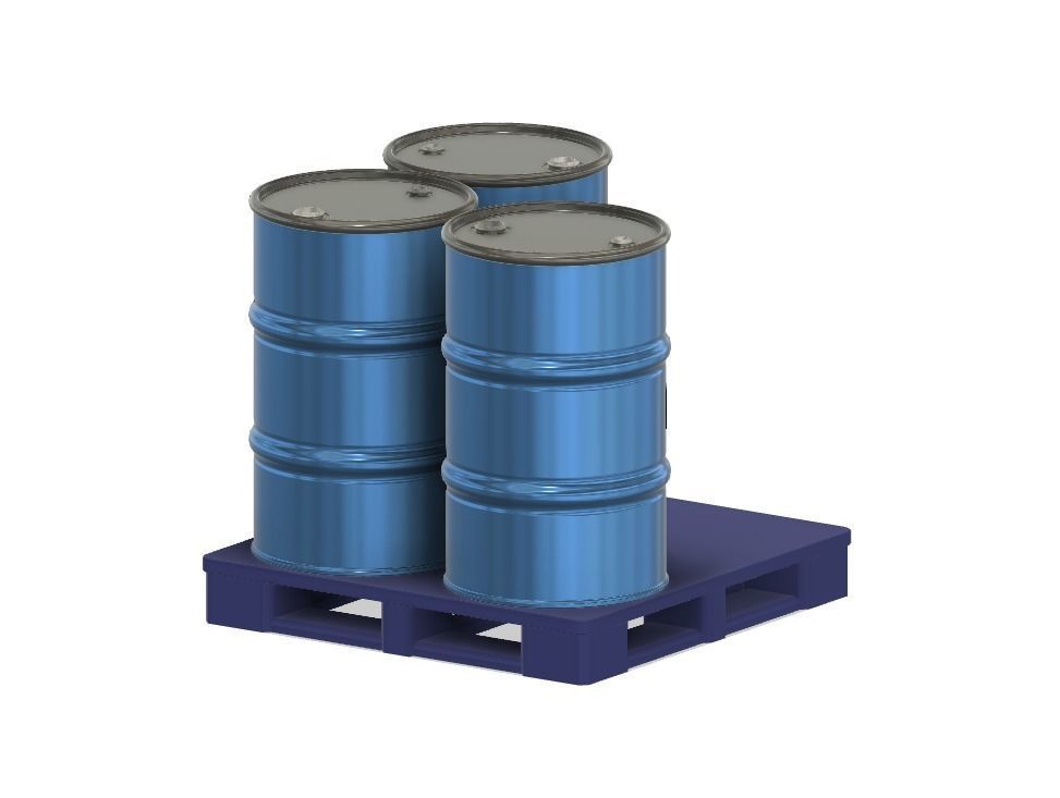 Model Railway Steel Oil Drums on a Pallet 3D print model_3