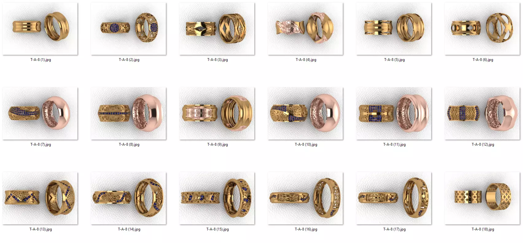 alans ring 40 pieces drawing 3d rihone drawing ring rings 3D print model