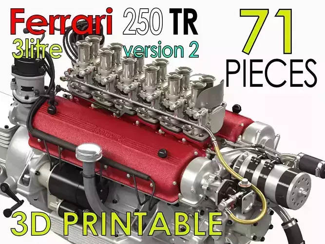 Ferrari 250 TR Colombo Engine - 3 liter - 2nd version 3D print model