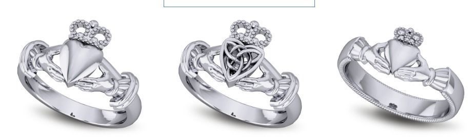 Lots of  Various Collection of Claddagh Ring Jewelry 3D print model_2