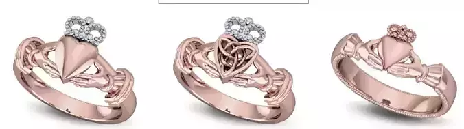 Lots of  Various Collection of Claddagh Ring Jewelry 3D print model