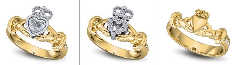Lots of  Various Collection of Claddagh Ring Jewelry 3D print model_4