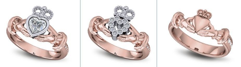 Lots of  Various Collection of Claddagh Ring Jewelry 3D print model_5