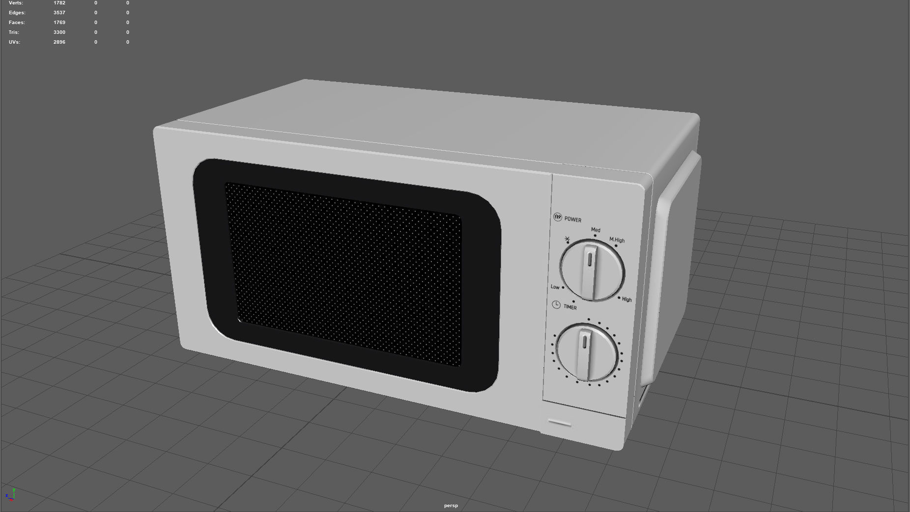 Microwave Low-poly 3D model_5