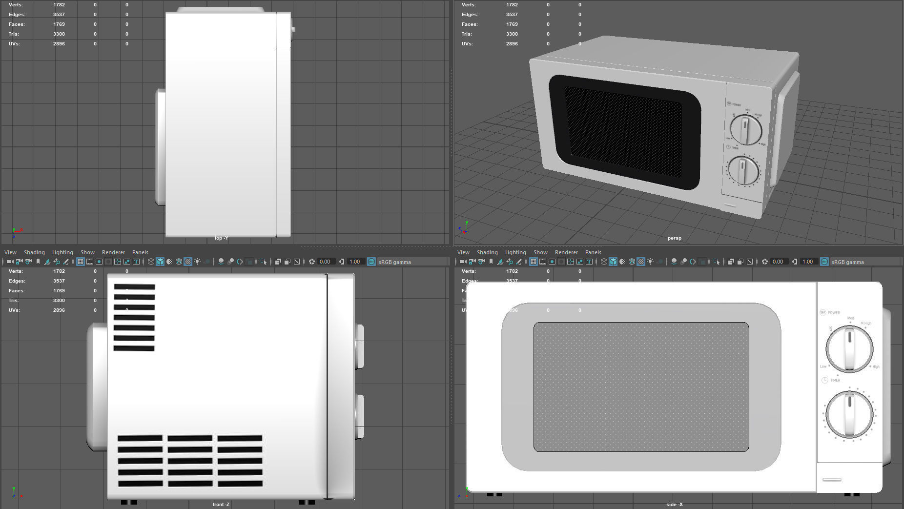 Microwave Low-poly 3D model_9