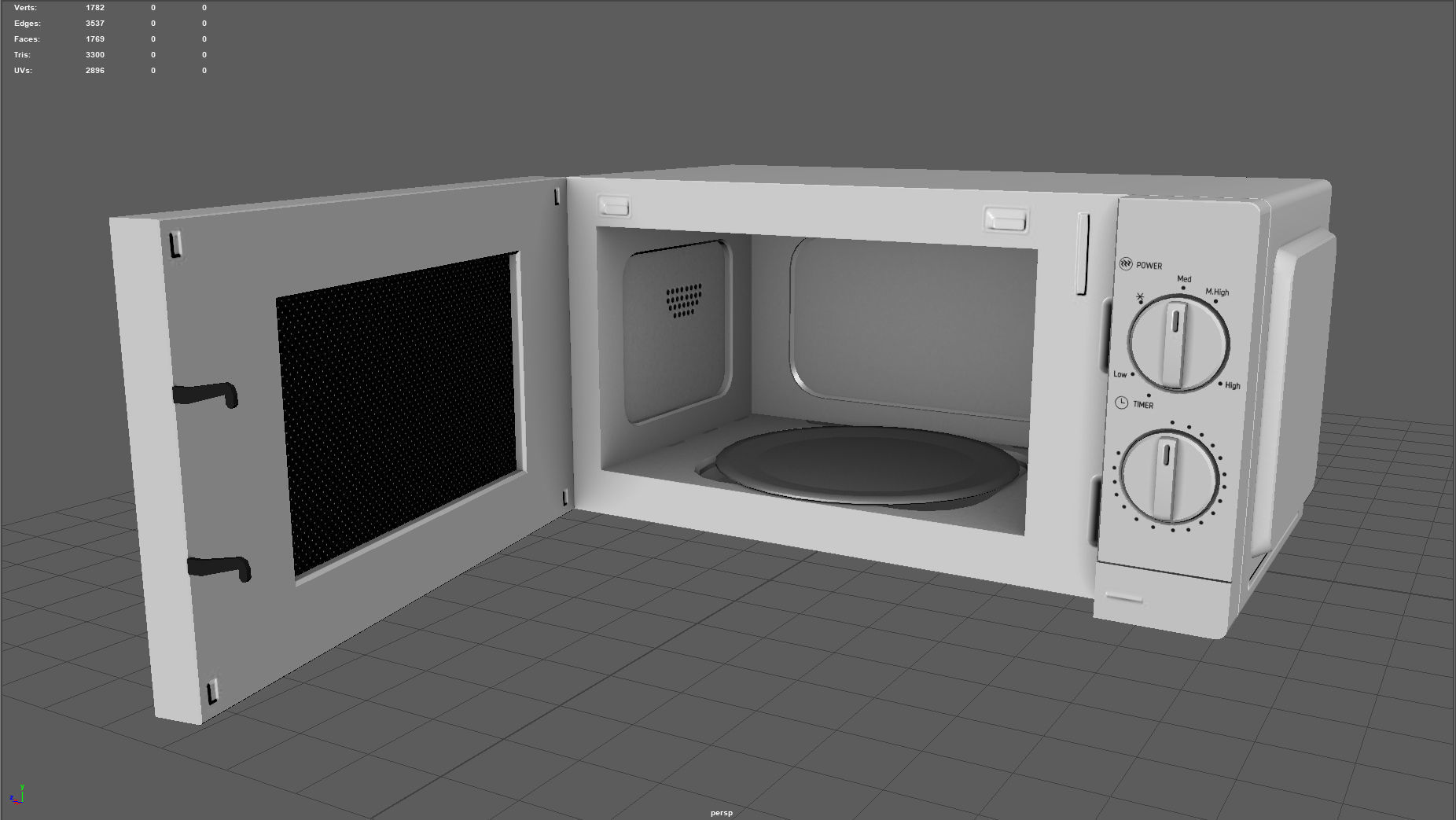 Microwave Low-poly 3D model_13