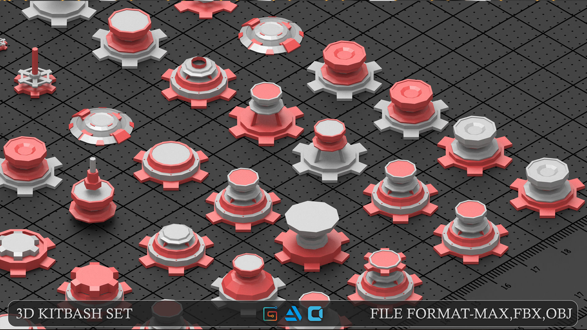  Mega mechanical kitbash vol3 Low-poly 3D model_2