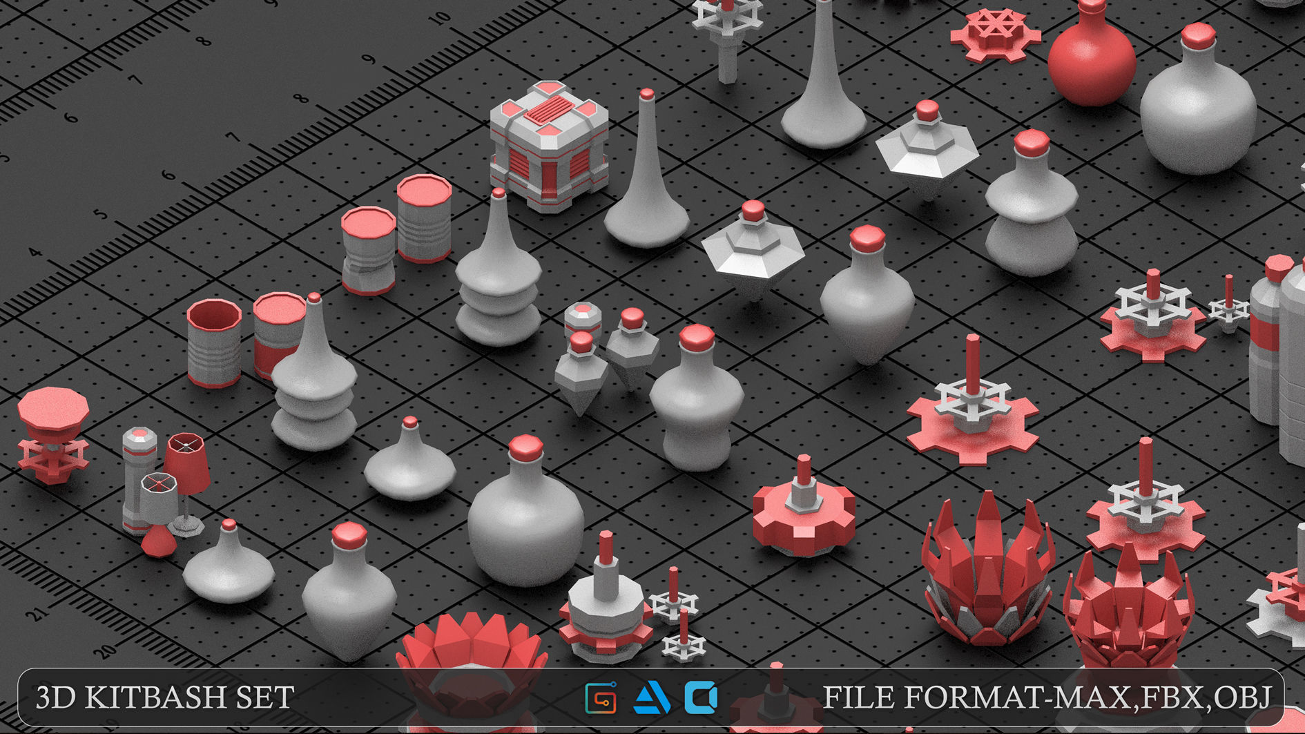  Mega mechanical kitbash vol3 Low-poly 3D model_5