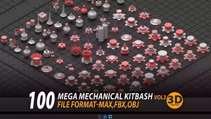  Mega mechanical kitbash vol3 Low-poly 3D model