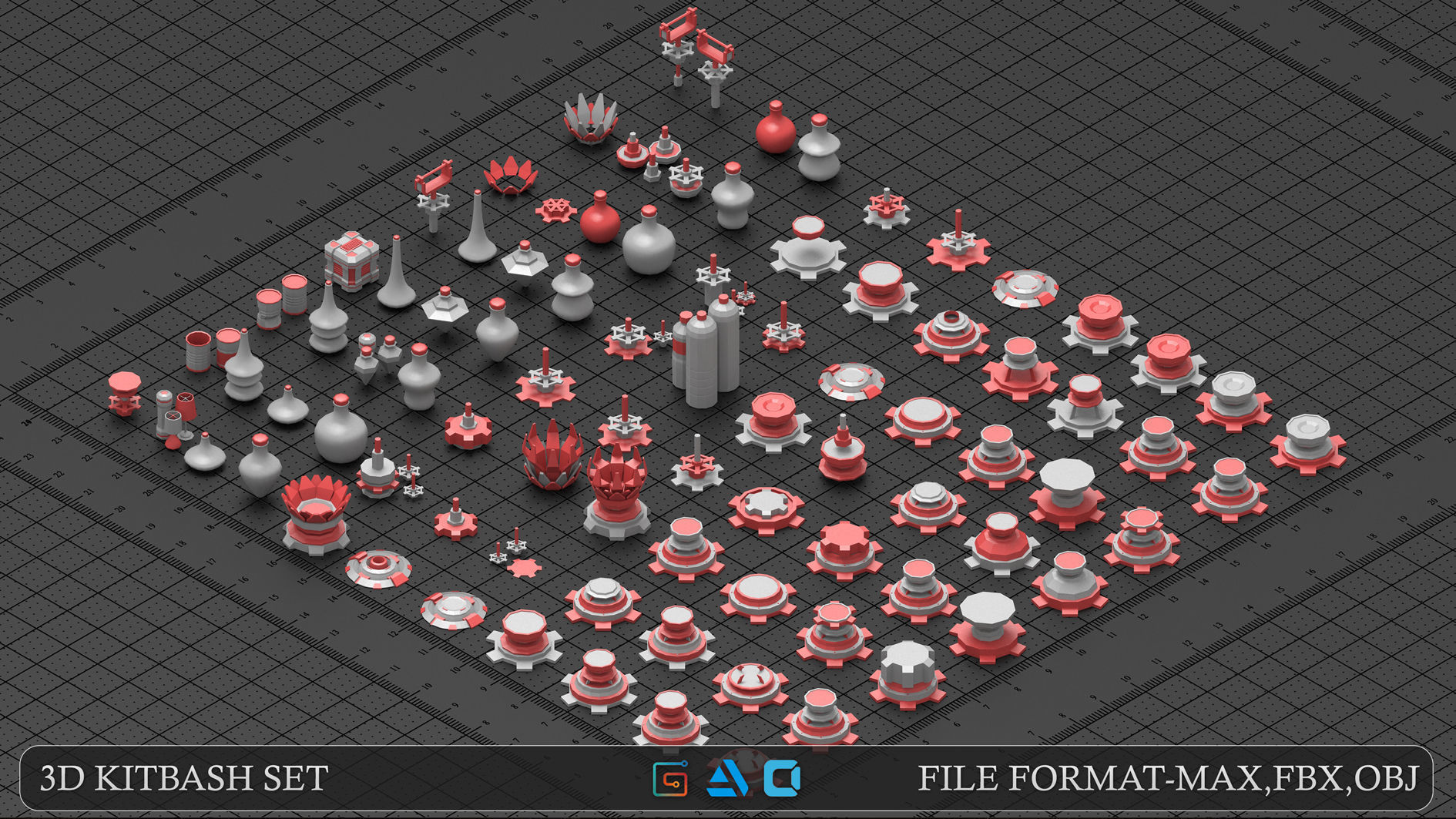  Mega mechanical kitbash vol3 Low-poly 3D model_3