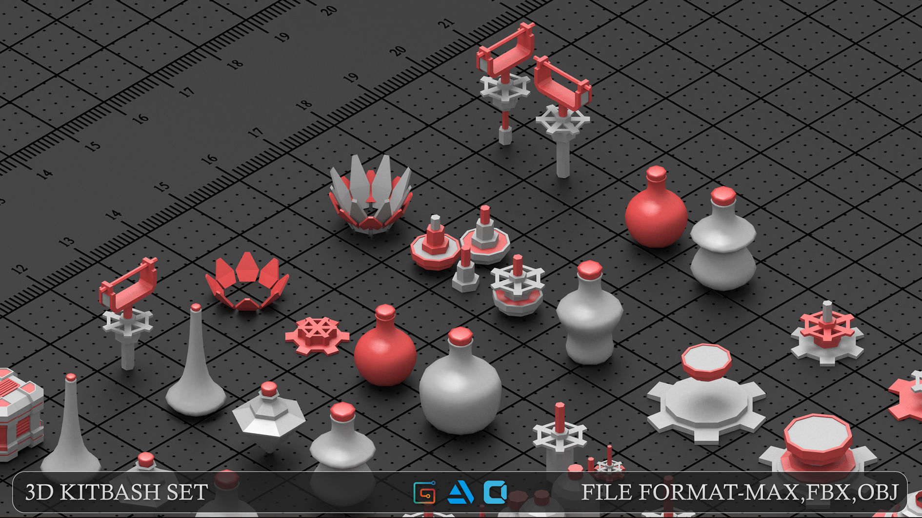  Mega mechanical kitbash vol3 Low-poly 3D model_6