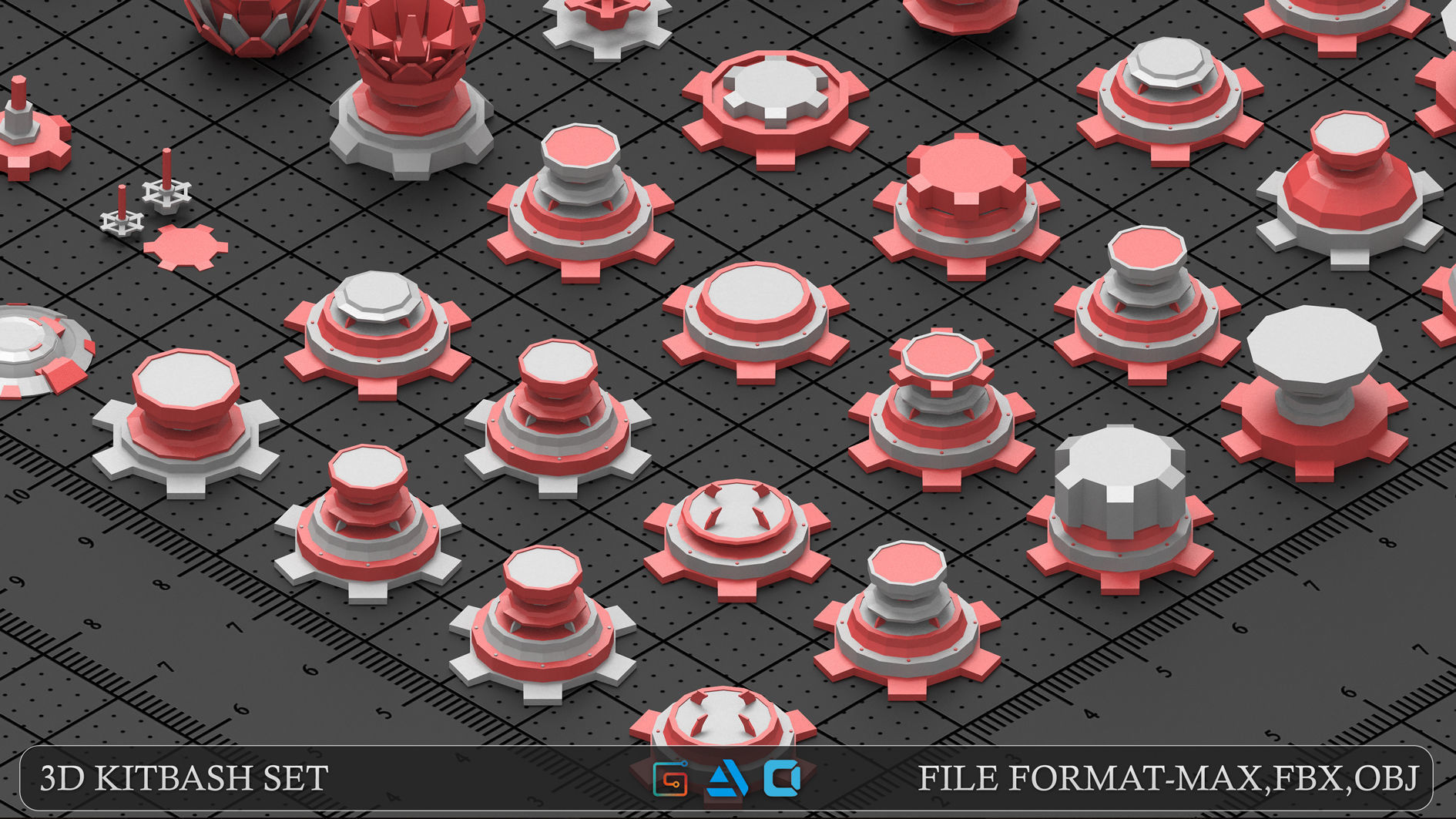  Mega mechanical kitbash vol3 Low-poly 3D model_4