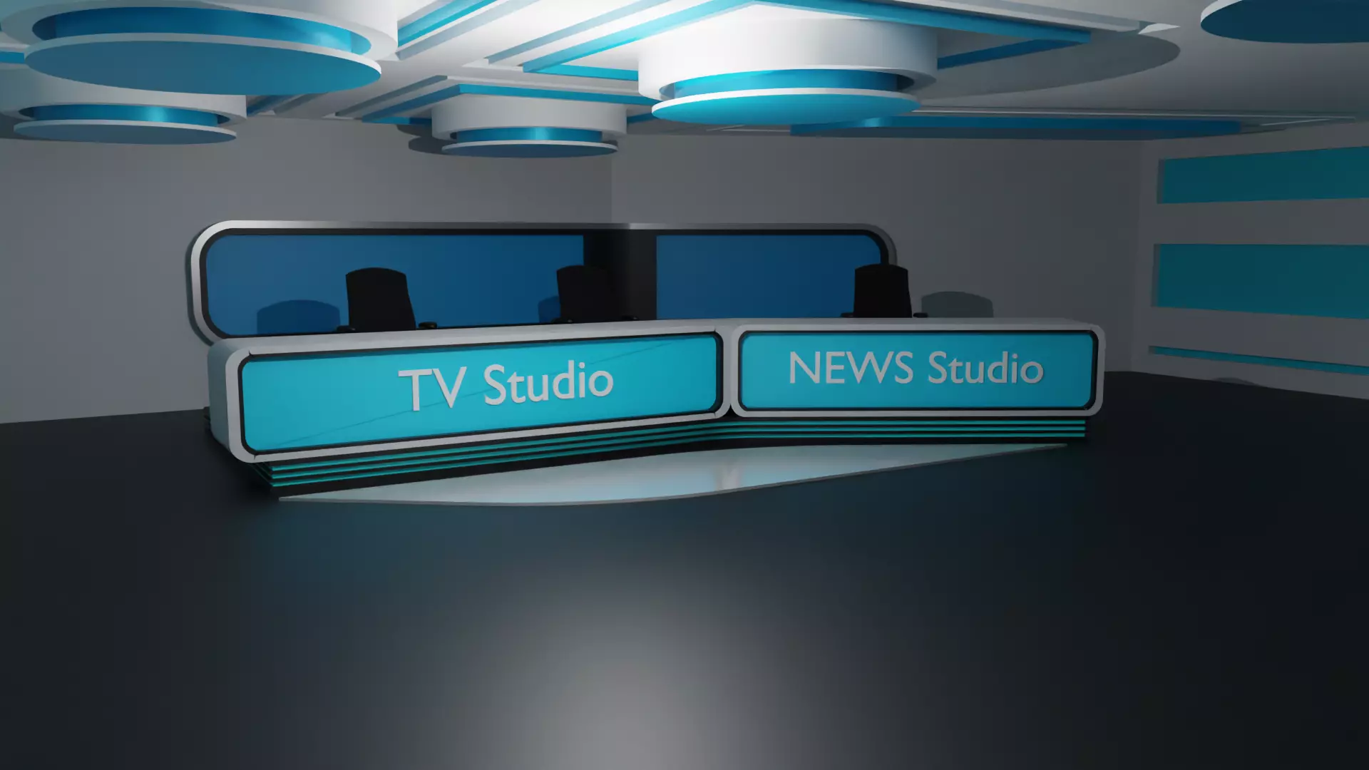 Virtual TV Studio Low-poly 3D model_0