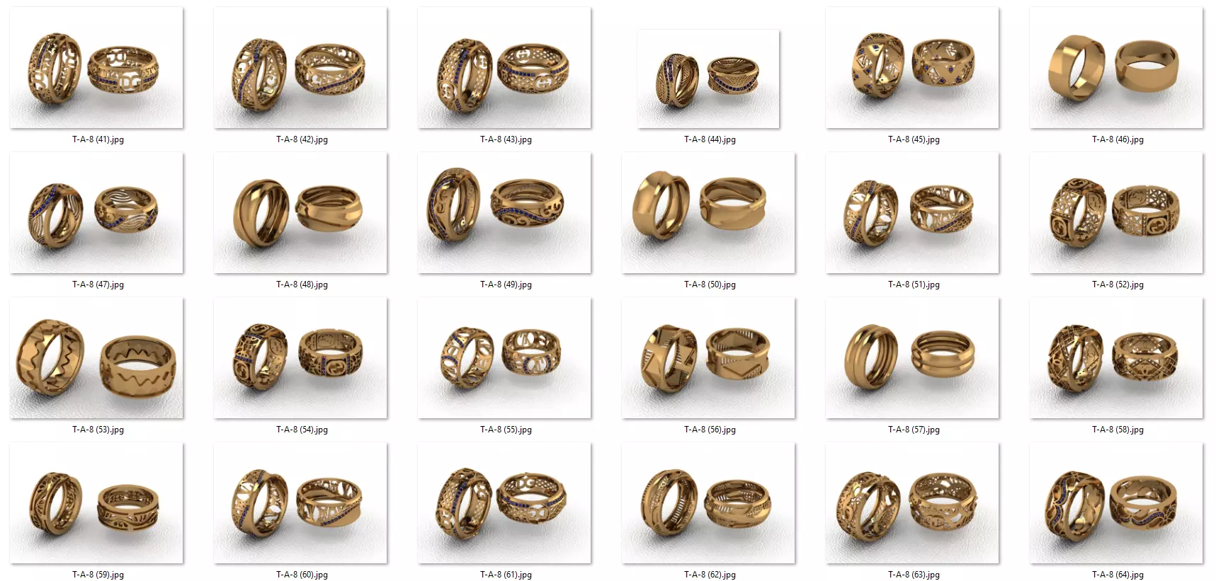 alans ring 48 pieces drawing 3d rihone drawing ring 3D print model