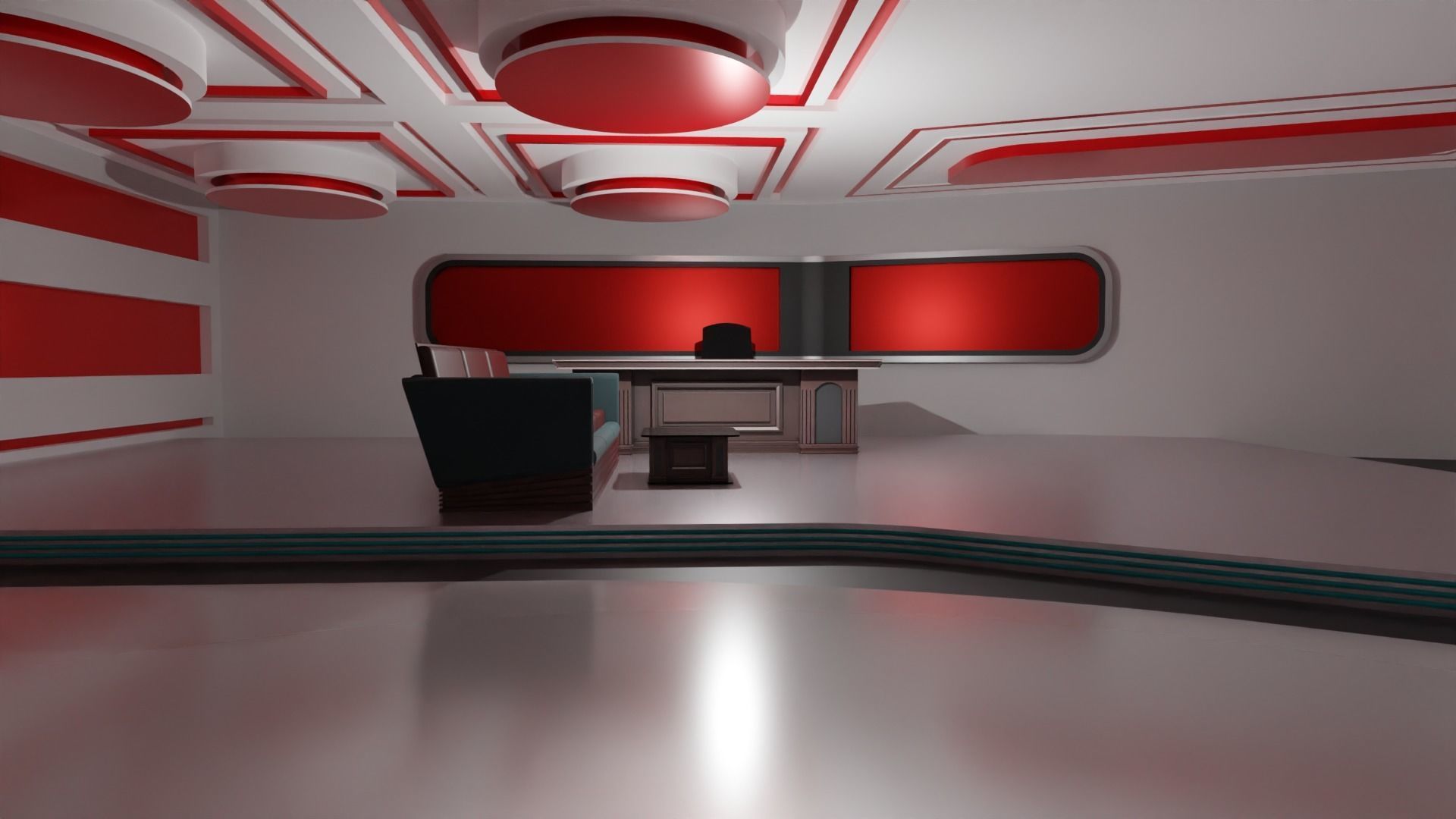 Talk Show Studio Low-poly 3D model_4