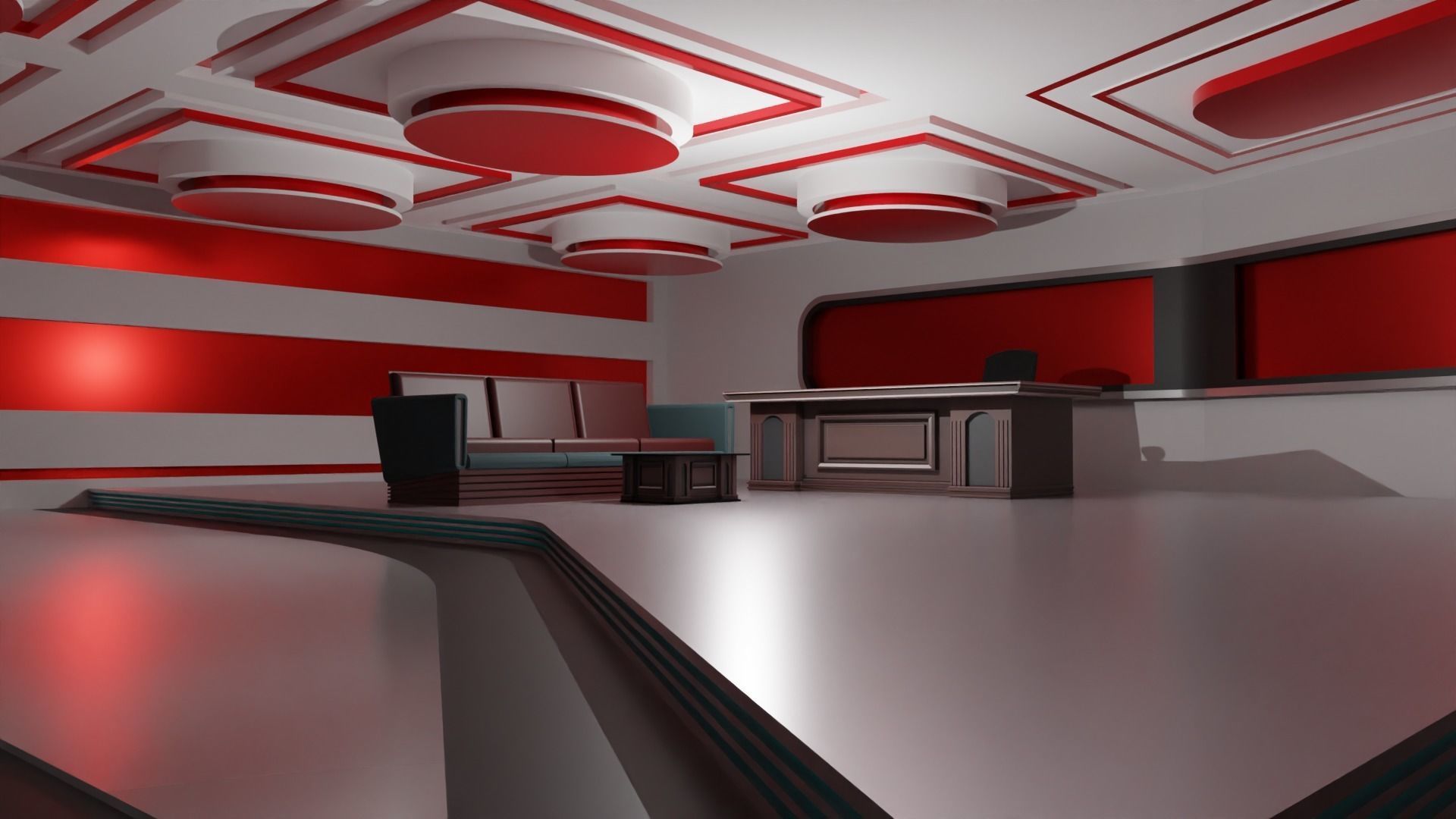 Talk Show Studio Low-poly 3D model_3