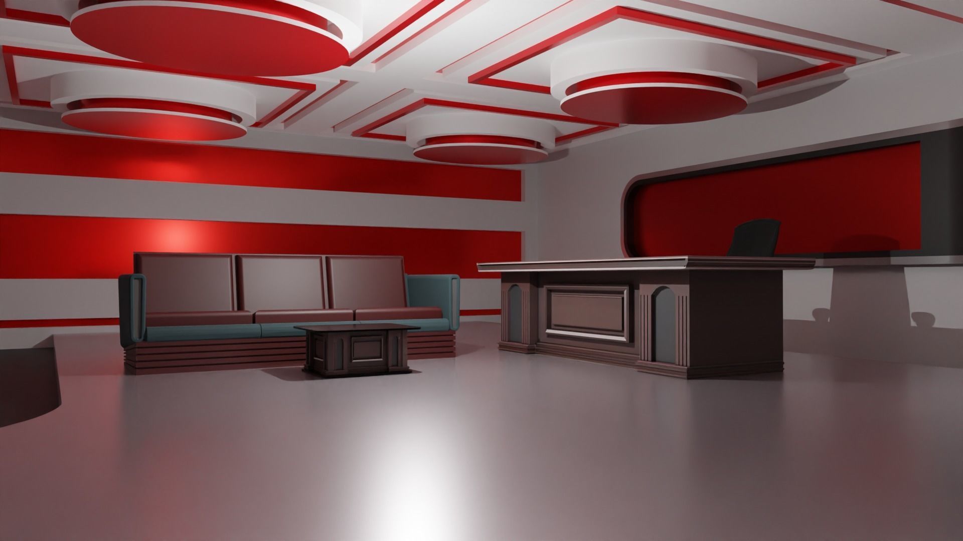 Talk Show Studio Low-poly 3D model_6