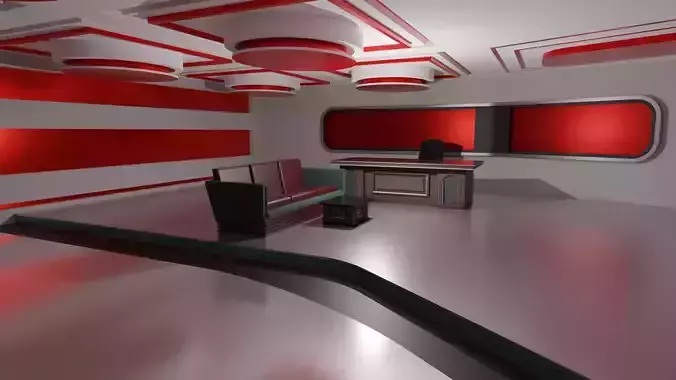 Talk Show Studio Low-poly 3D model