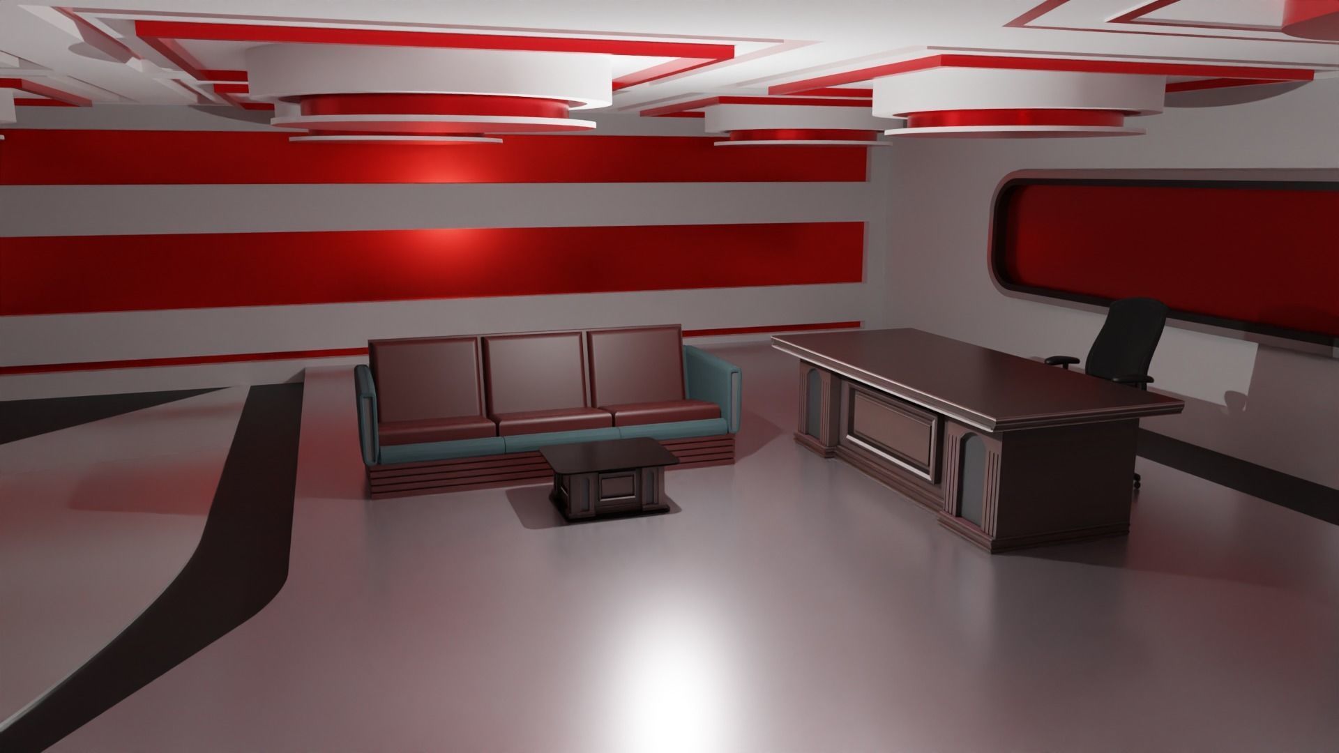 Talk Show Studio Low-poly 3D model_2