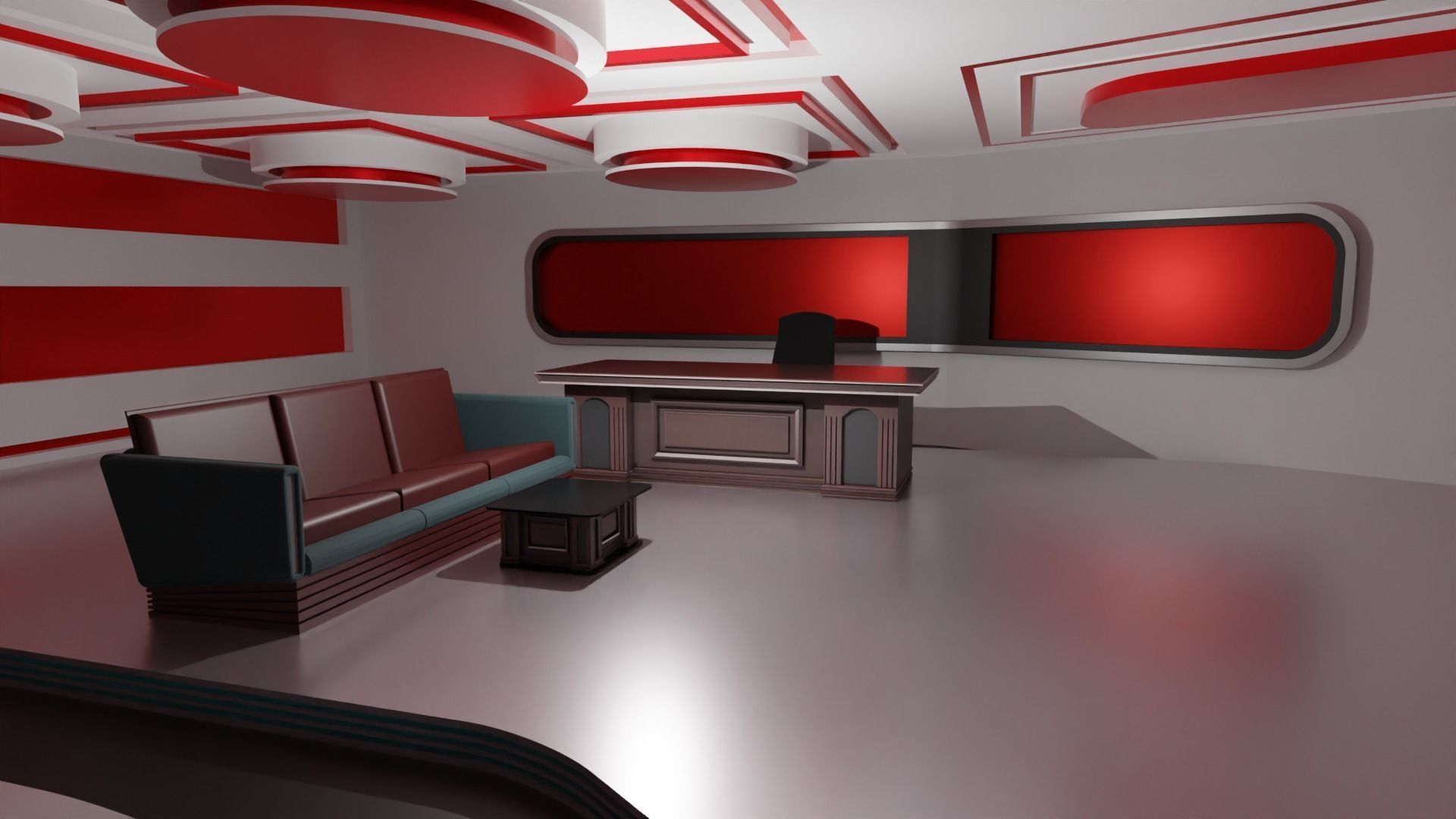 Talk Show Studio Low-poly 3D model_5