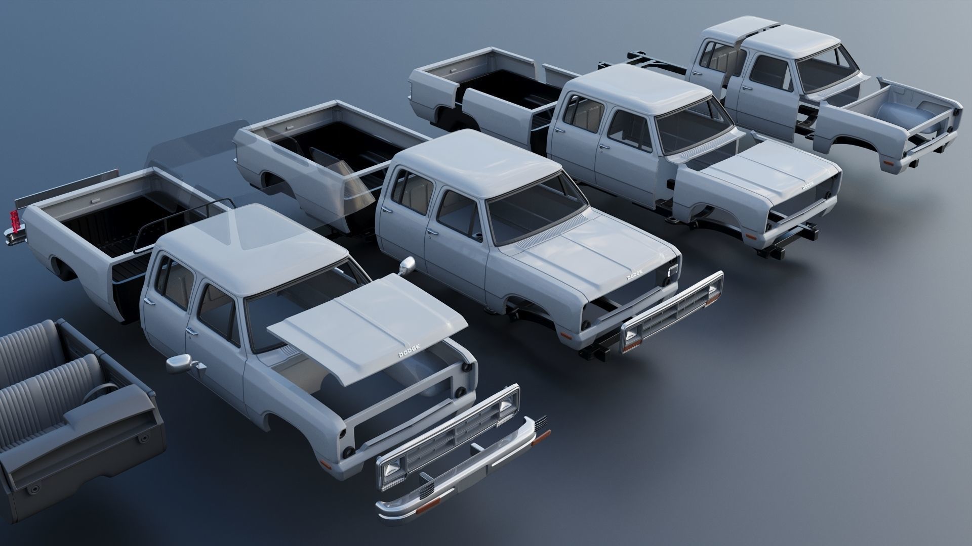 Dodge Ram W350 Crew Cab 1985  3D print model_25