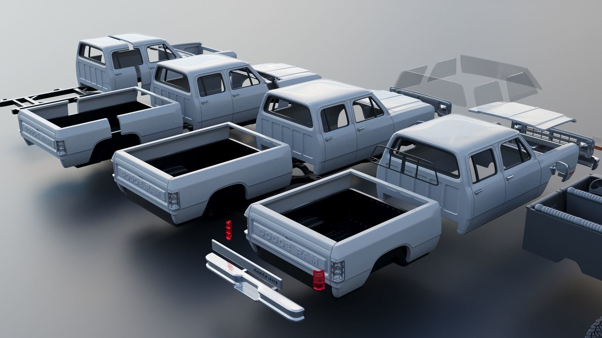 Dodge Ram W350 Crew Cab 1985  3D print model_24