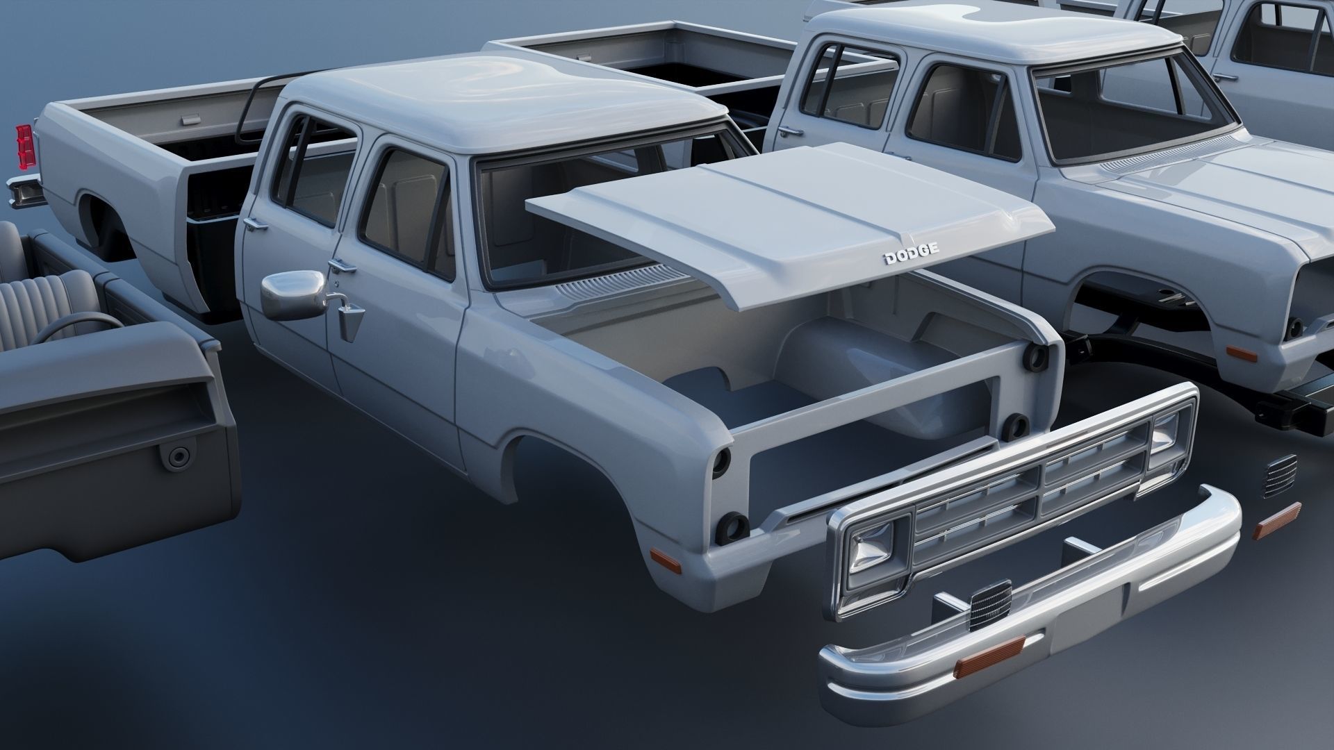 Dodge Ram W350 Crew Cab 1985  3D print model_26