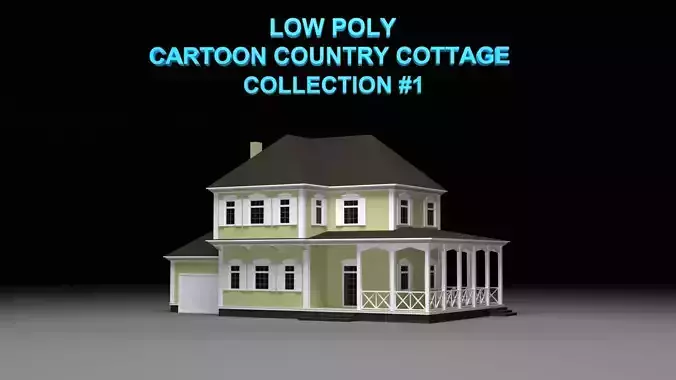 Low poly cartoon country cottage
