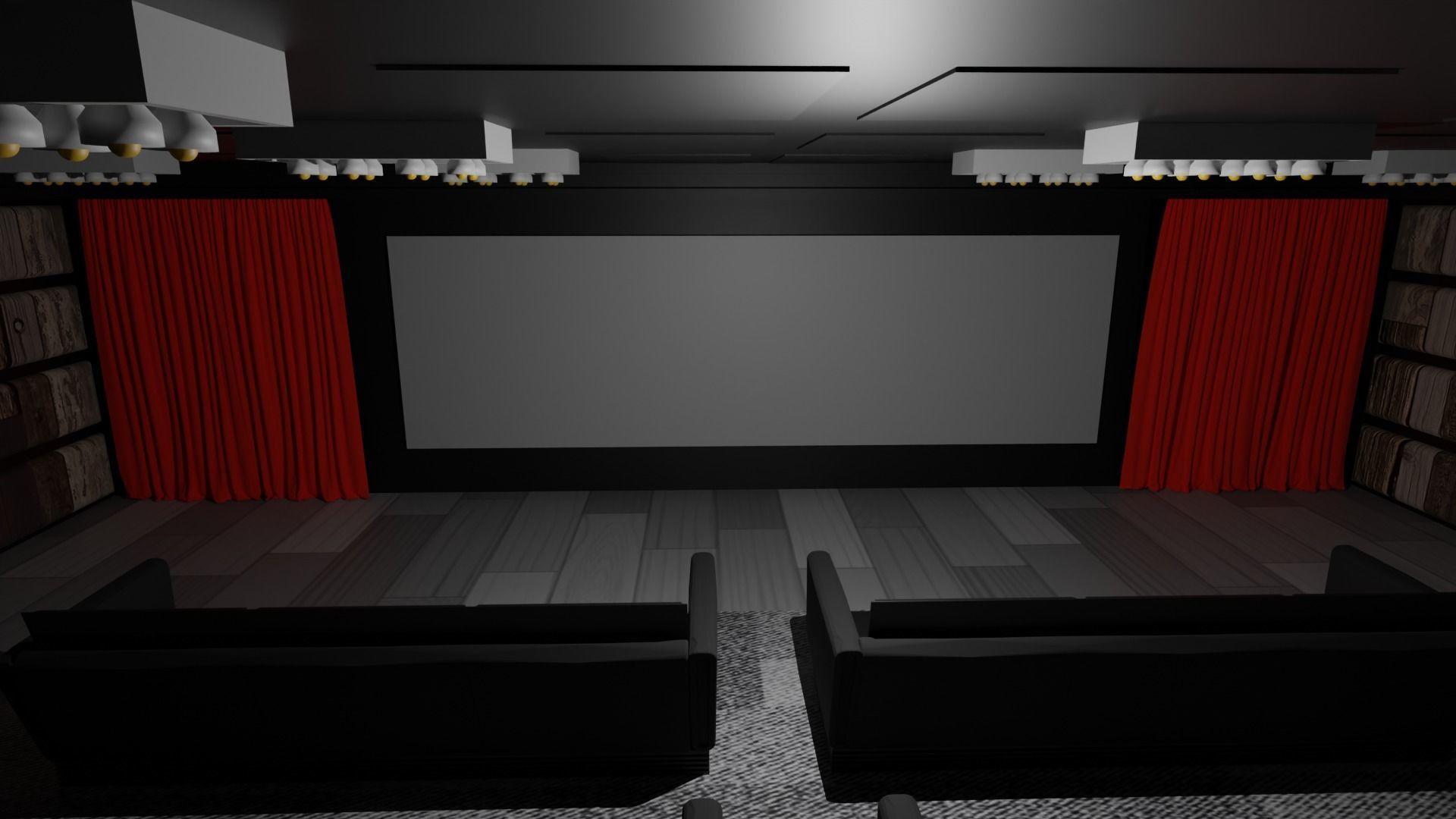 Cinema Room Low-poly 3D model_5