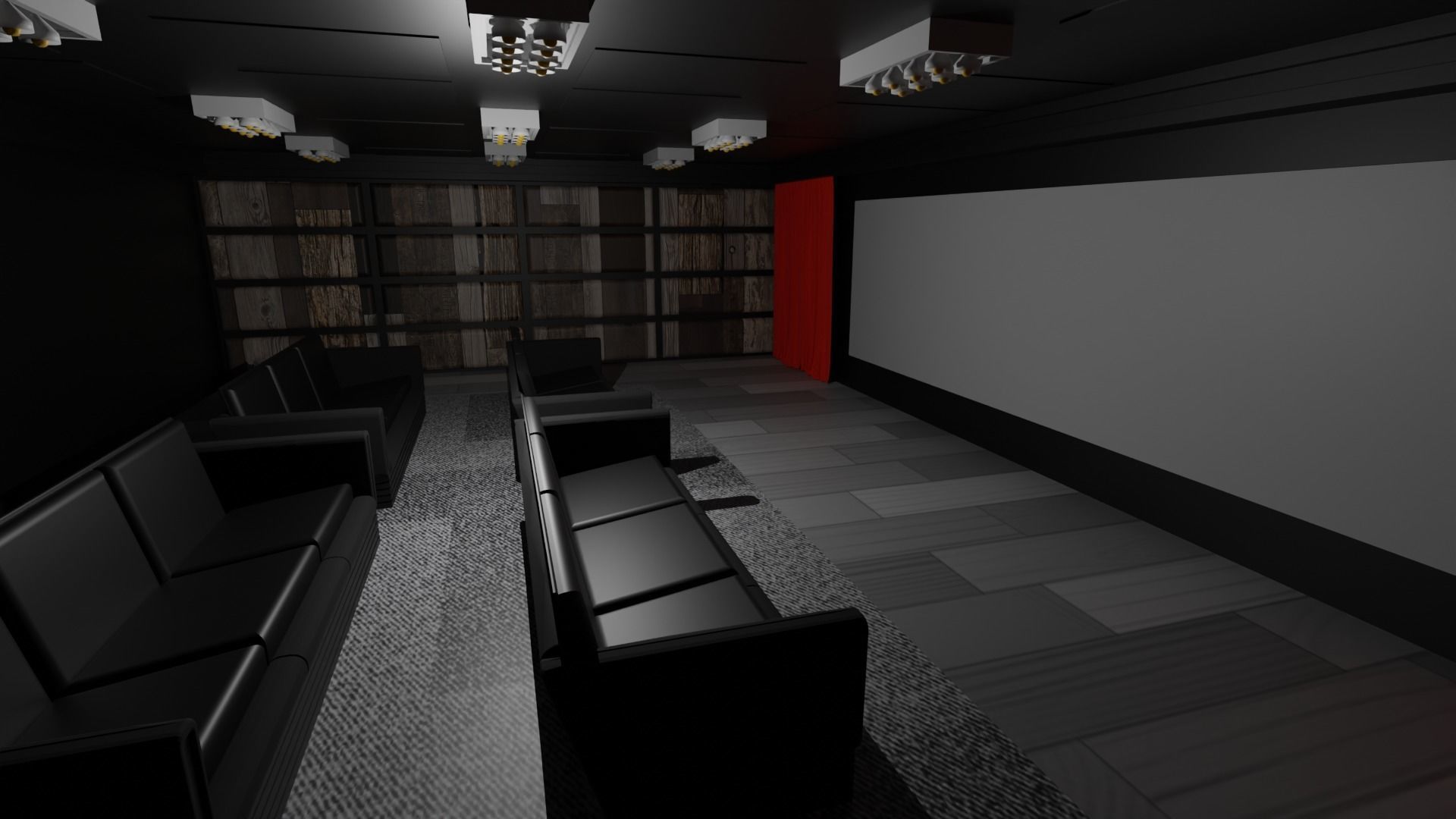 Cinema Room Low-poly 3D model_3