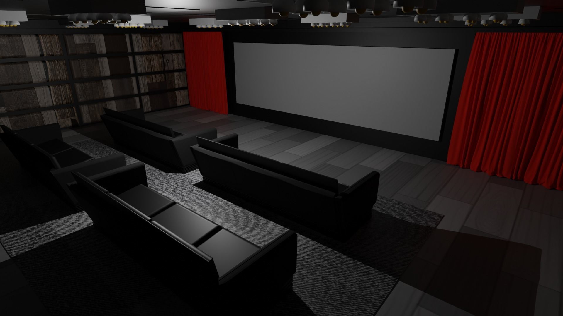 Cinema Room Low-poly 3D model_6