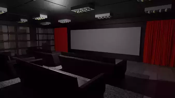 Cinema Room Low-poly 3D model