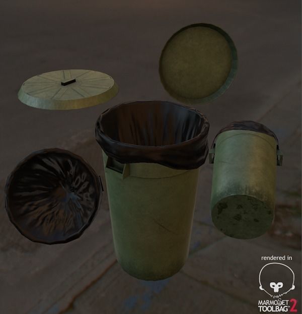Garbage Container Low-poly 3D model_0