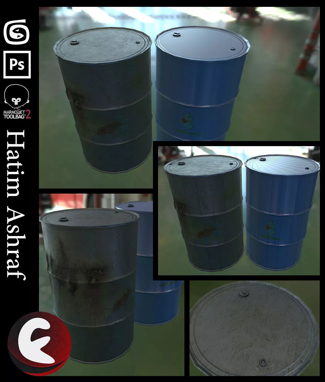 Oil Barrel Low-poly 3D model_0