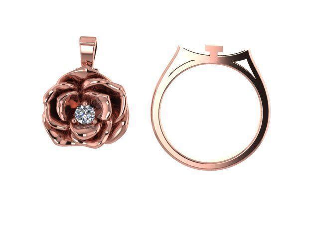 Flower Convertible  Ring Pendant 3D print model_1