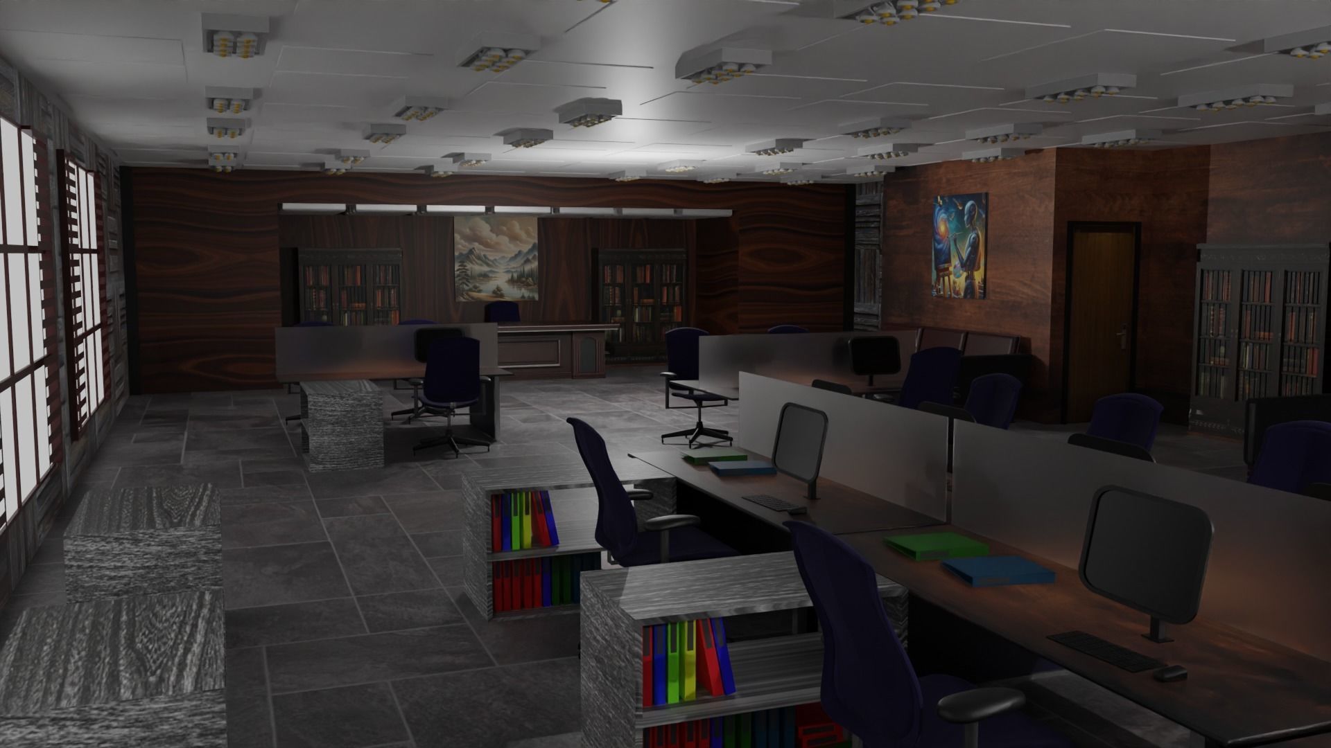 Office interior Low-poly 3D model_6