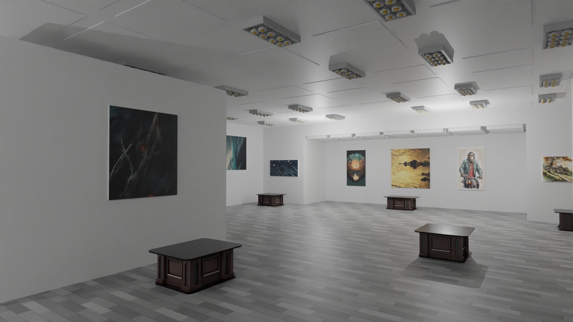 EXHIBITION HALL - art gallery  Low-poly 3D model_3