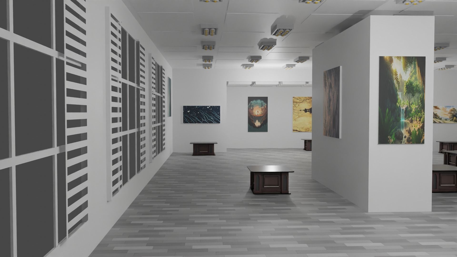 EXHIBITION HALL - art gallery  Low-poly 3D model_6