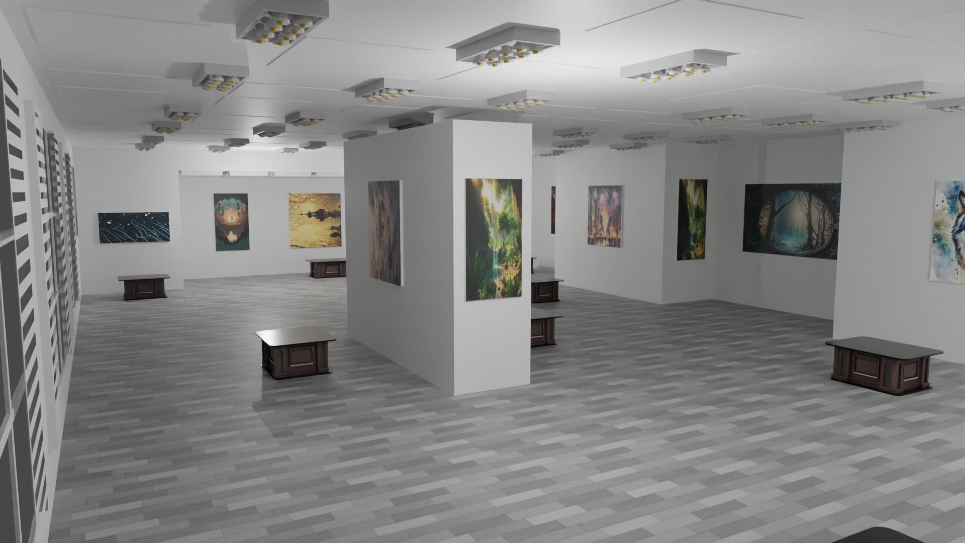 EXHIBITION HALL - art gallery  Low-poly 3D model_2